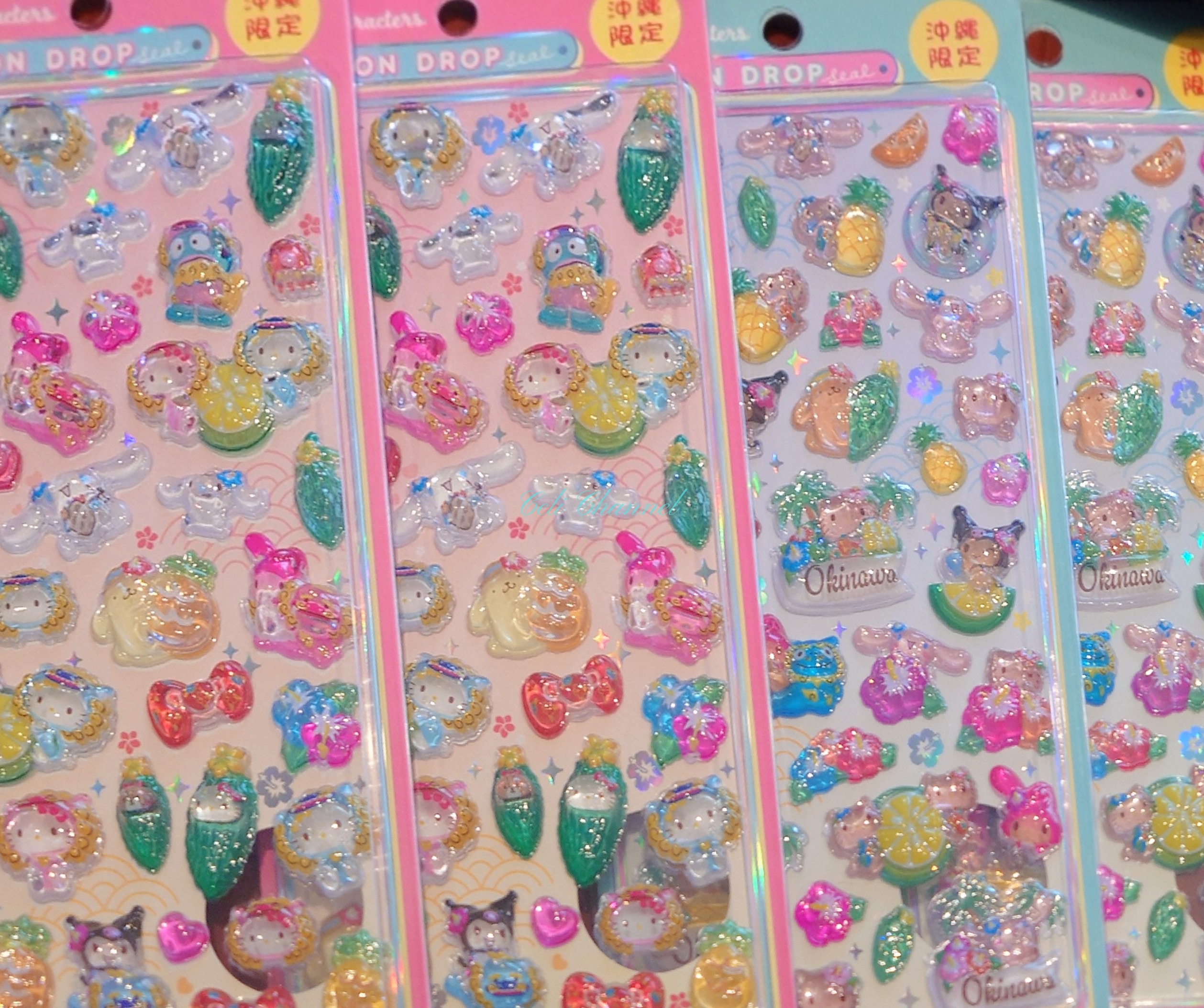 沖縄限定　サンリオキャラクターズ　ボンボンドロップシール　ハローキティ